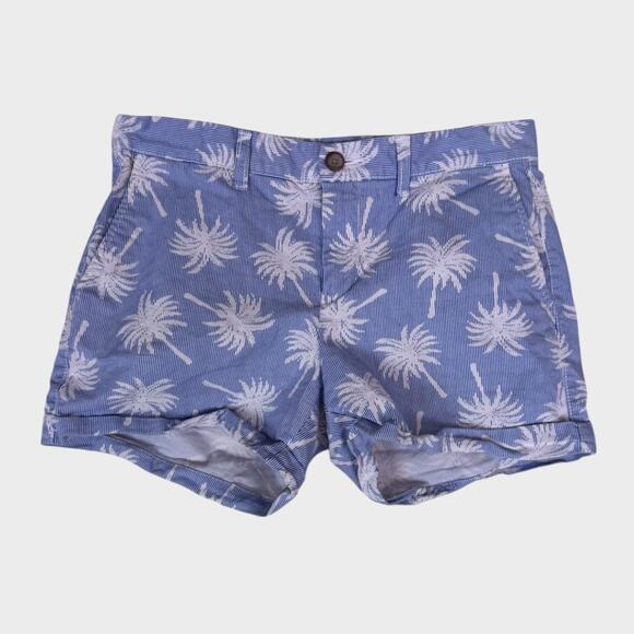 Khakis by Gap Girlfiend 4" Shorts Size 2 Blue Palm Tree Print - Picture 1 of 9